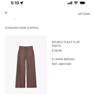 Zara Brown Double Pleated Trousers